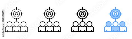 Audience Targeting Icon Different Style Outline Collection Set 