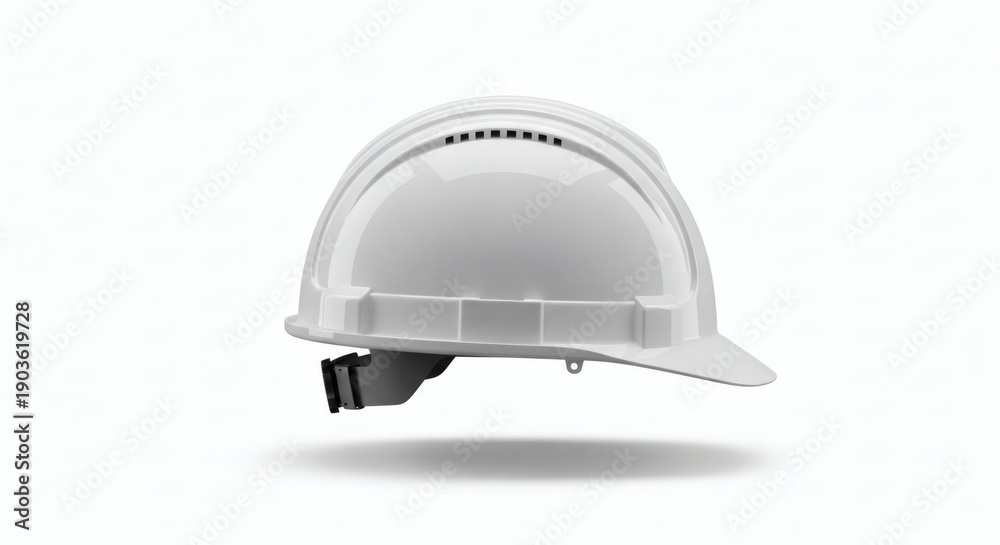 Fototapeta premium White Hard Hat Safety Gear on Bright Background.
