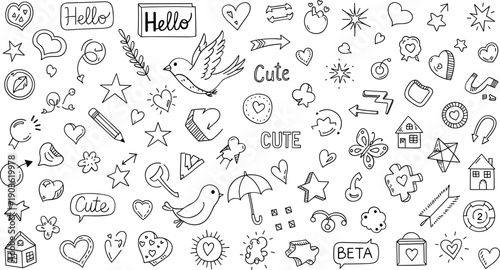 Whimsical doodle illustrations for creative projects and designs
