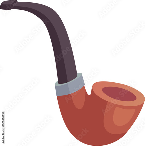 Tobacco smoking icon. Old elegant wooden pipe