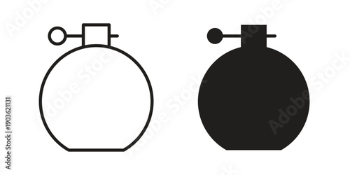 Round perfume bottle icon and symbol. Vector illustration.eps