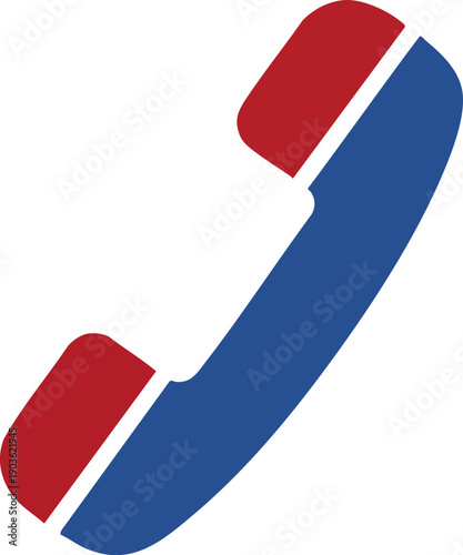 Red and Blue Classic Telephone Handset Receiver Icon