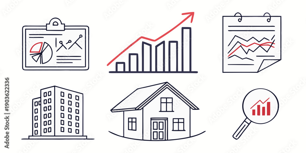 Fototapeta premium Illustrations of various financial and investment concepts and strategies
