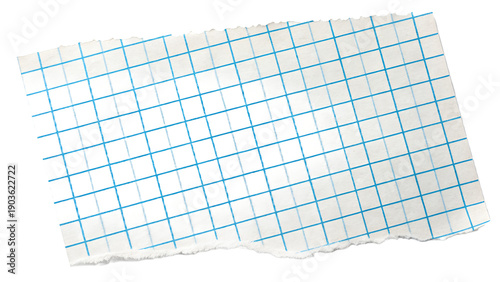 Torn Graph Paper with Blue Grid – Mathematics, Education, Abstract, Texture, Background, Design, Isolated, Transparent Background