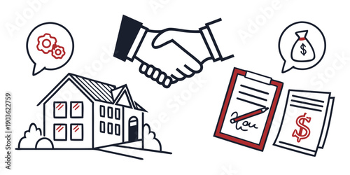 A visual representation of the home buying process with key elements