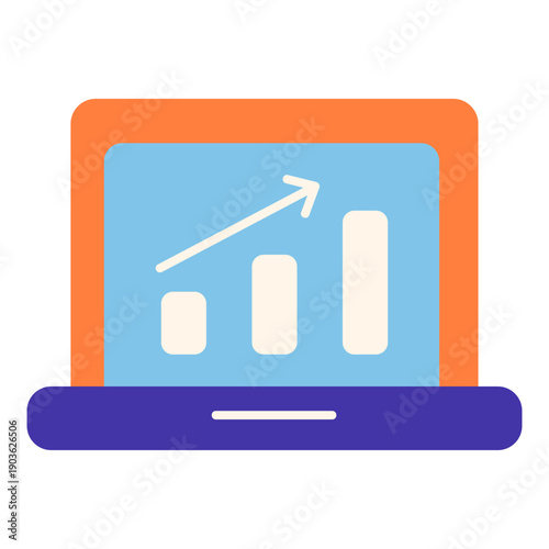 open laptop with growth chart