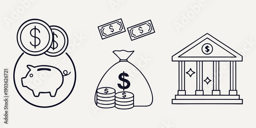 Illustration of various financial elements and symbols