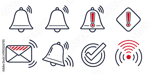 A collection of icons representing various notification and alert symbols