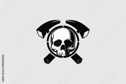 Human skull with cross hammer vector image template