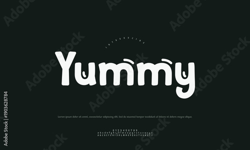 Playful Yummy Text Typography with Food Doodles and Delicious Snack Icons Vector Design