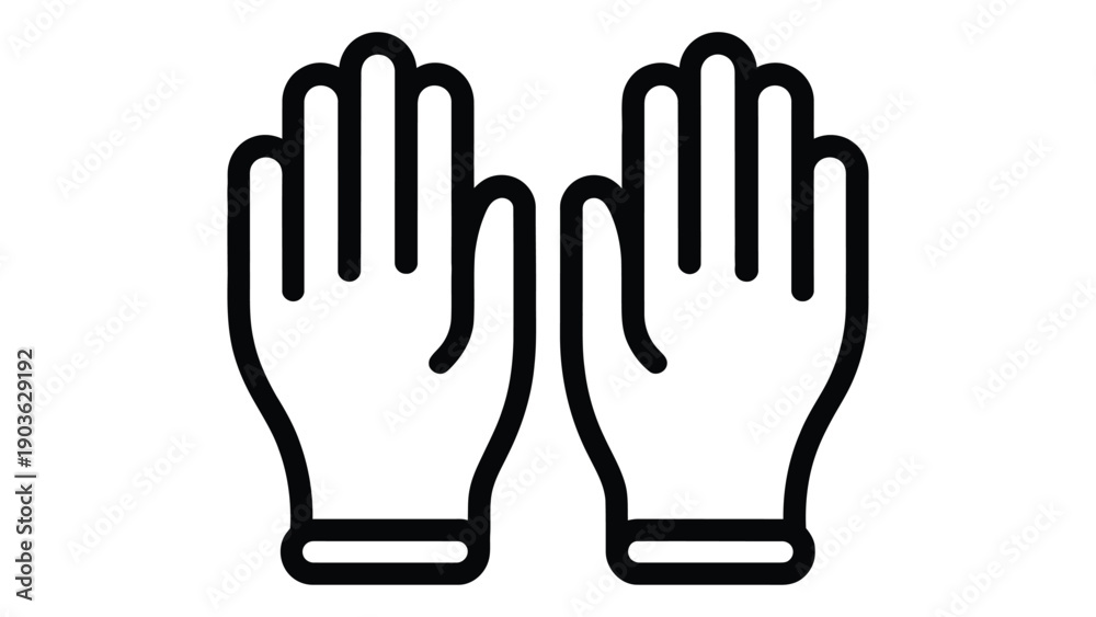 Obraz premium protective gloves line icon, safety hand wear outline illustration, hygiene and protection symbol isolated on white background