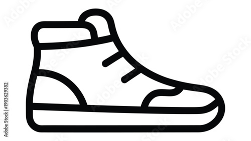 sneaker shoe line icon, casual footwear outline illustration, modern sport shoe symbol isolated on white background