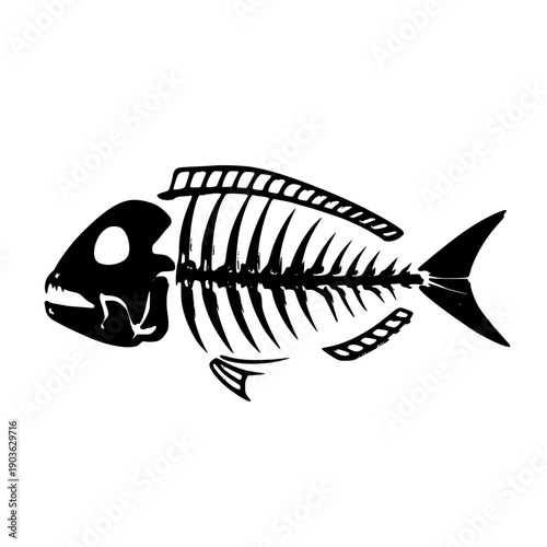 Stunning black fish skeleton illustration for creative projects