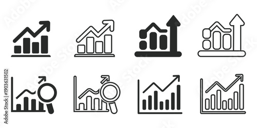 Modern business icons showing growth and financial success
