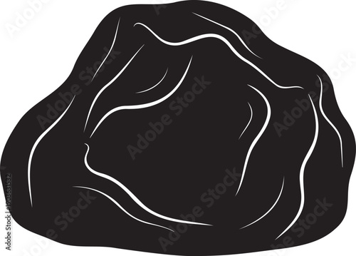 Black Rock Stone Silhouette Vector Illustration.