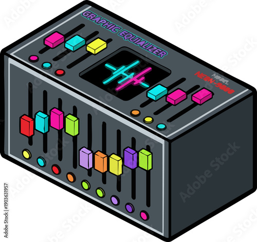 Retro Sound Equalizer Mixer Vector Illustration Icon Design