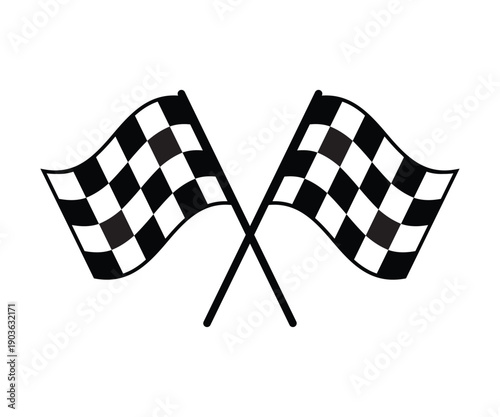 Crossed Checkered Racing Flags Vector Icon – Finish Line Motorsport Symbol