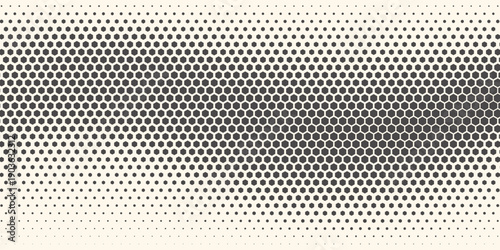 Hexagon Shapes Vector Abstract Geometric Technology Oscillation Wave Isolated on Light Background. Halftone Hex Retro Simple Pattern. Minimal 80s Style Dynamic Tech Wallpaper