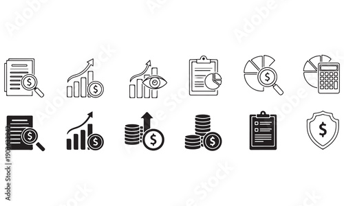 Vector Icon Collection – Water, Energy, Education, Transport, Shopping, and Finance Symbols for Business and Sustainability