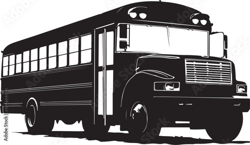Black and white school bus silhouette vector illustration
