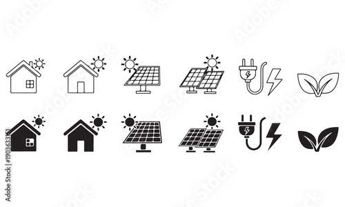 Business, Security, Energy, and Sports Icon Set – Vector Symbols for Growth, Partnership, Protection, and Sustainability Concepts