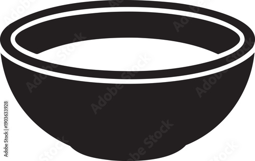 Simple Black Bowl Icon Illustration Design 1.