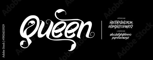 Queen - Artistic Feminine Script Typography for Logo Design, Font vector, Alphabet 