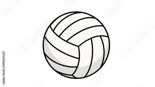 Classic white and grey volleyball ball isolated on white background for sports and competition theme designs.
