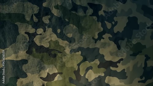 Camouflage Texture: A close-up view of a camouflage pattern, the colors and textures blend seamlessly, creating an image of concealment and military ambiance.