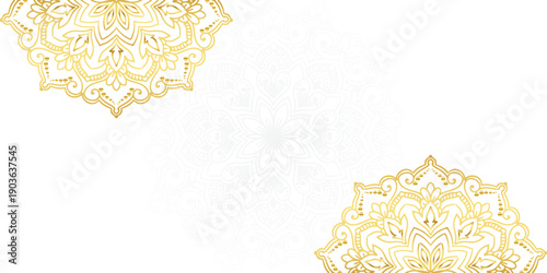 Islamic background banner with golden floral mandala design