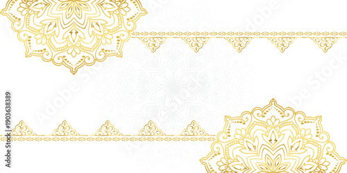 Islamic background banner with golden floral mandala design
