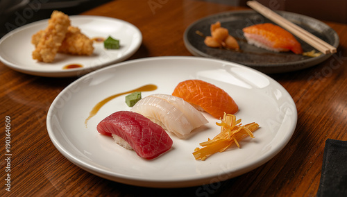 Wallpaper Mural 白い皿に握り寿司を凛と並べた清潔感のあるコース構成 Torontodigital.ca