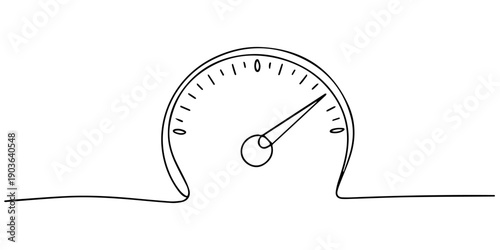 Minimalist line art of speedometer with motion lines, no editable stroke, Speedometer continuous one line drawing. Speed indicator, Internet car speed. Performance concept. Speedometer set. Fast speed