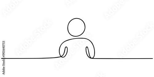 User person  icon    continuous one line drawing outline vector illustration, User profile icon and sign continuous one line drawing single art on white background minimalist face account symbol out.