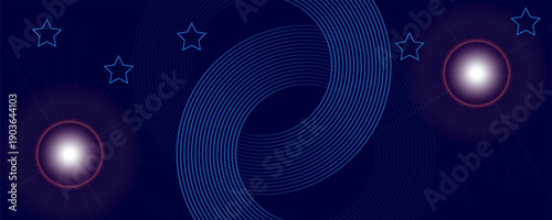 Abstract blue glowing geometric lines on dark blue background. Modern shiny blue circle lines pattern. Futuristic technology concept. vector eps10