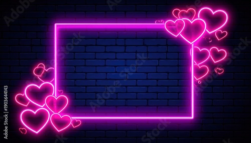 Realistic, isolated neon sign vector image with a heart-shaped frame. Perfect for use as a decorative template and wall display. Valentine's Day idea.