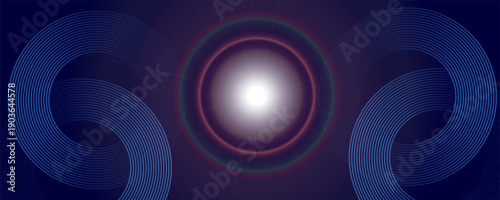 Abstract blue glowing geometric lines on dark blue background. Modern shiny blue circle lines pattern. Futuristic technology concept. vector eps10