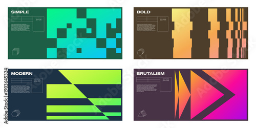 Distorted brutalist figure with neon warp glitch and particle blend. Bold horizontal banner design with acid rhythm, broken crack texture, and trendy y2k psychedelic transition.