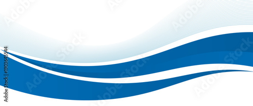 Abstract White and blue wave wide background banner