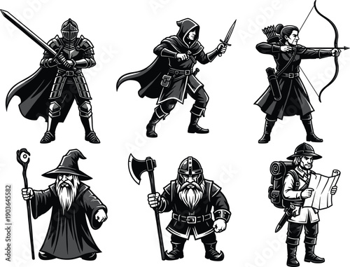 Medieval knight warrior statue with sword and shield