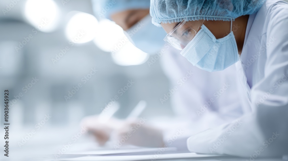 Fototapeta premium Healthcare professionals working together in vaccination and research department