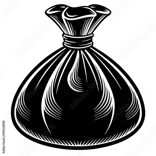 Money Bag Silhouette Icon with Dollar Sign Symbol for Finance and Wealth