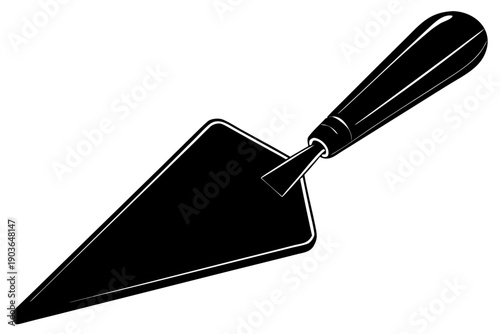 Plastering Trowel Silhouette Icon for Masonry Construction and Home Repair