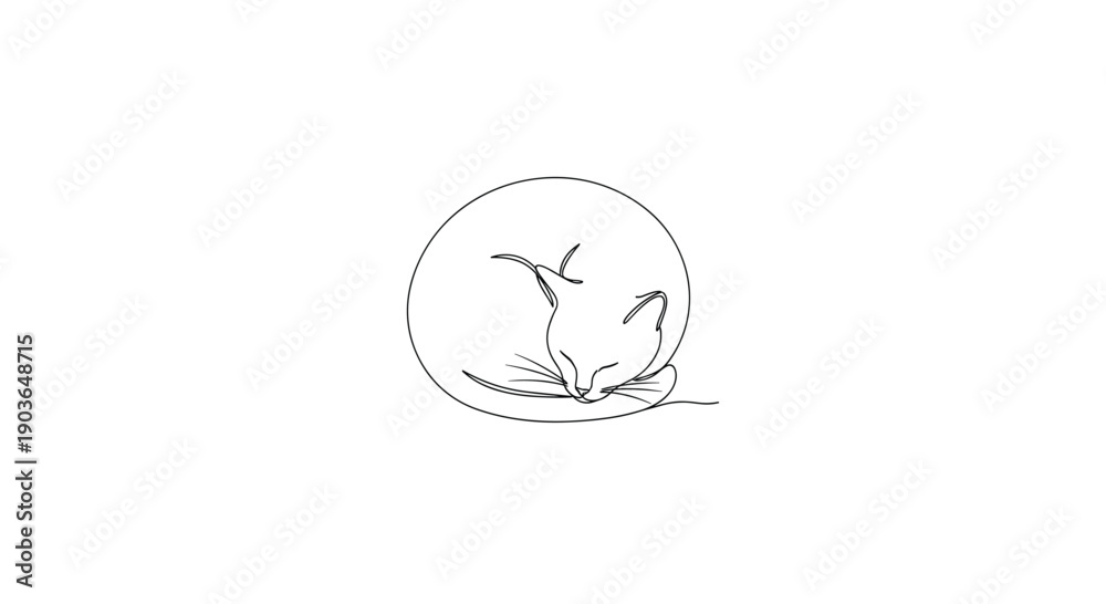 Obraz premium Stunning cat illustration in simple line art style