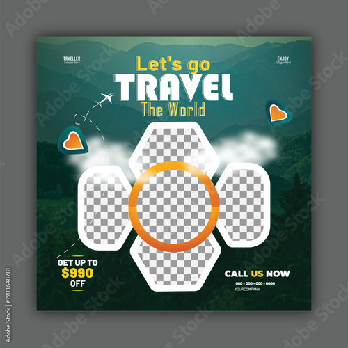 Adventure Travel Social Media Post Template – Explore the World