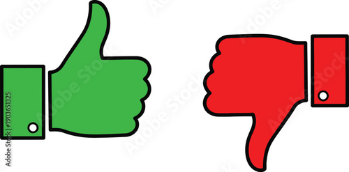 Thumbs up and down vector icons. like and dislike button graphic elements