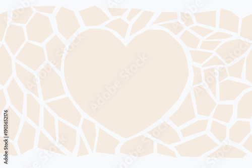 Light gray garden tiles and a heart tile. Minimal design. Place for text. Background seamless pattern.
