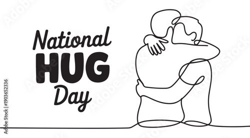 Hugging Couple Celebrating National Hug Day Vector on a White Background