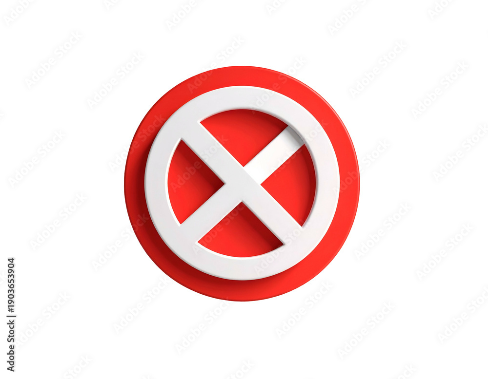 Obraz premium Red circular symbol with white X, a universal sign of prohibition