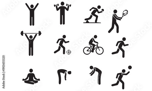 Active People and Sports Silhouettes Set – Vector Fitness, Exercise, and Dynamic Human Figures for Healthy Lifestyle Design